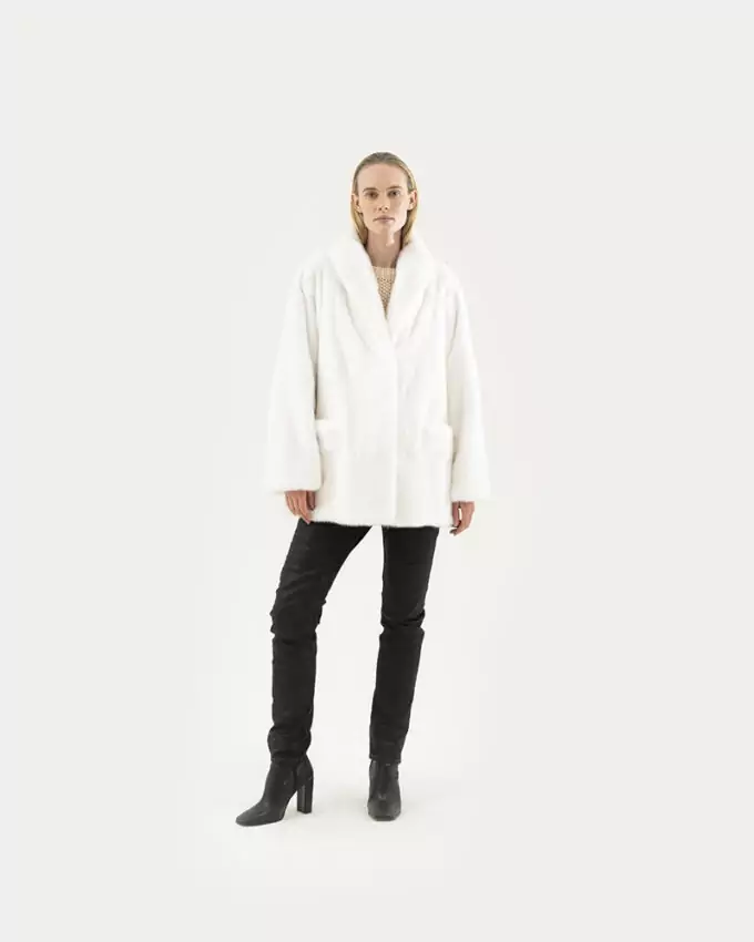 MINK- НОРКА - VISONE / style AD301 VM BIANCO NAT - - 75Cm Sz42