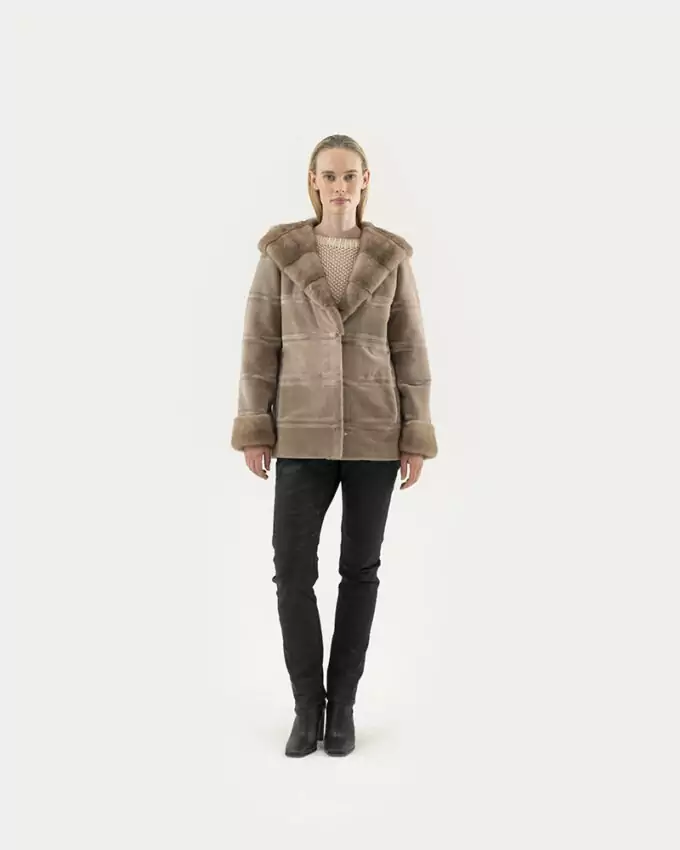 MINK- НОРКА - VISONE / style BR820.H VF ERMINE VM ERMINE VF PASTEL 70Cm Sz44