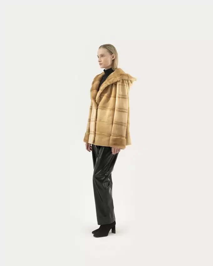 MINK- НОРКА - VISONE / style BR820.HINS VM BISCUIT RAS VF BISCUIT RAS - 70Cm Sz44