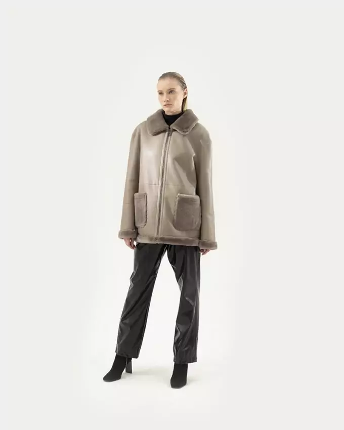 MONTONE - ДУБЛЕНКИ - SHEARLINGS / style PUB08 PE AGNELLOKM156 ICED COFFEE - - 75Cm Sz40