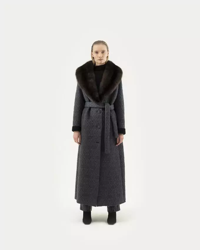 CAPPOTTI - ПАЛЬТО - COATS / style TFB01 AC MISTO CACHEMIRE GRIGIO NERO ZI ZIB. BARGUZINSKY DARK - 130Cm Sz44