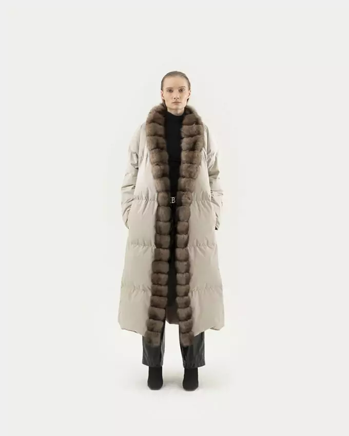 PIUMINI - ПУХОВИКИ - DOWN JACKET / style TFB03 AC CACHEMIRE ES TESSUTO ZI ZIBELLINO GRAFITE 120Cm Sz42