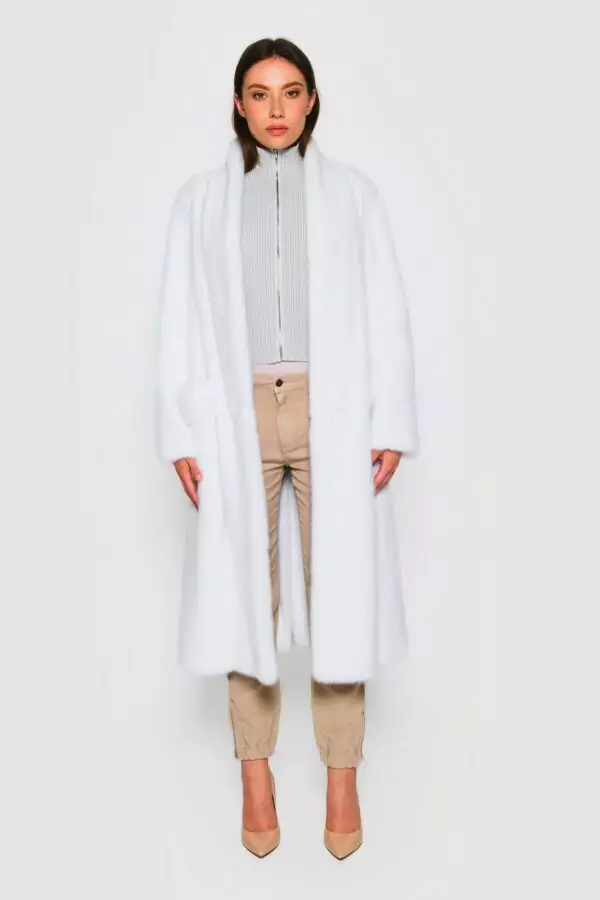 Natural white mink coat