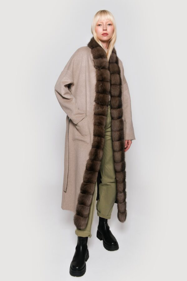 Cashmere and sable doubleface graphite coat