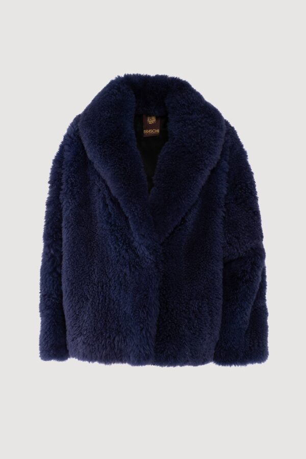 Midnight blue shaved mohair goat jacket