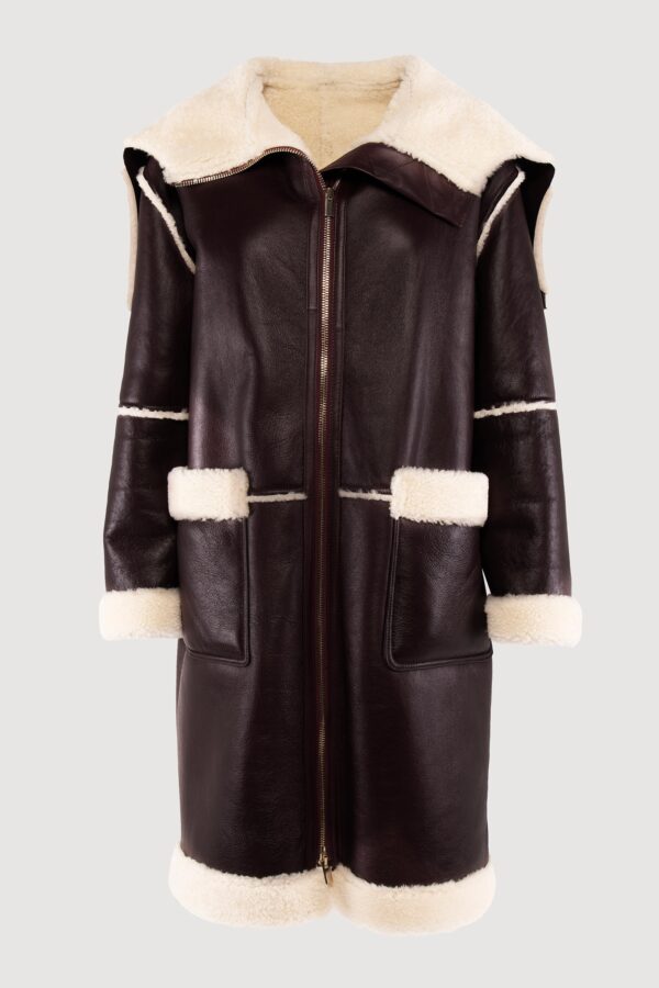 Burgundy merino shearling jacket