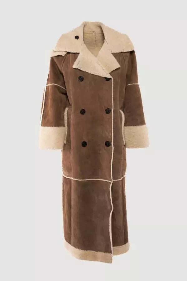 Tobacco merino shearling coat