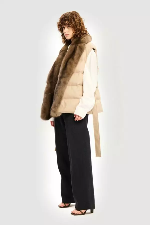 Loropiana camel cachemire and sable down jacket