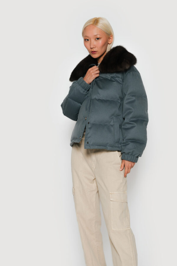 Cashmere down jacket with dark barguzinsky sable