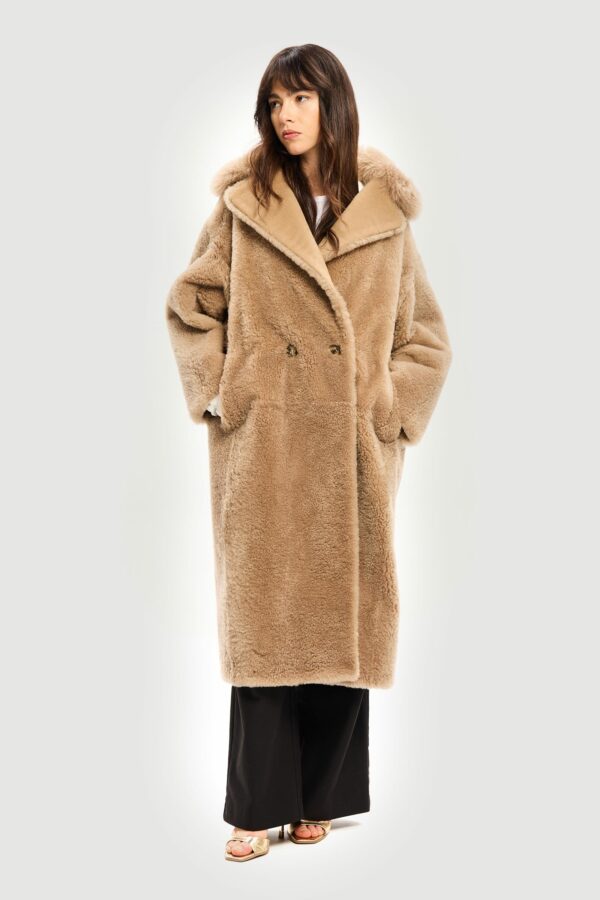 Cachemire shaved sand camel coat