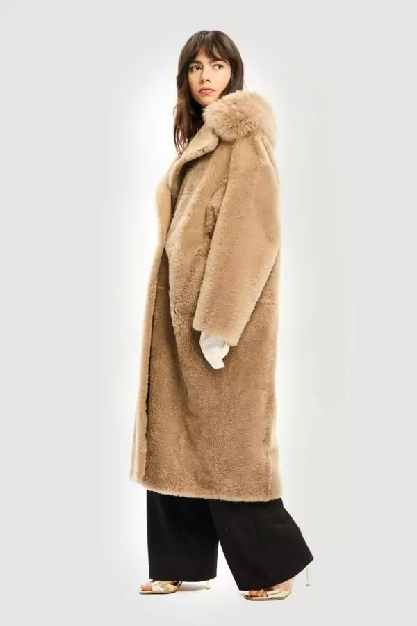 Cachemire shaved sand camel coat