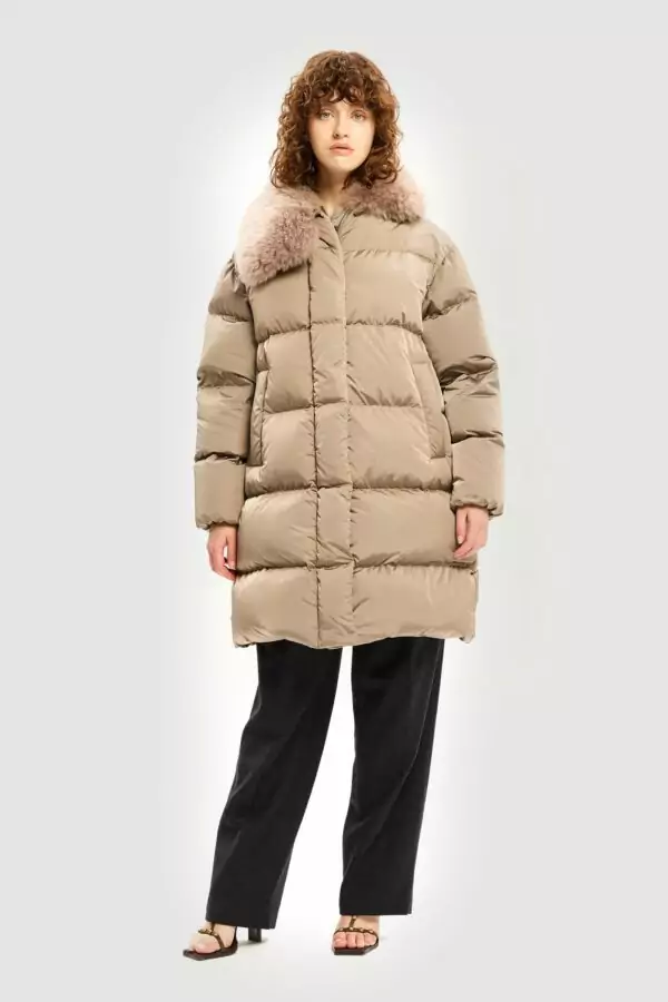 Taupe cachemire down jacket