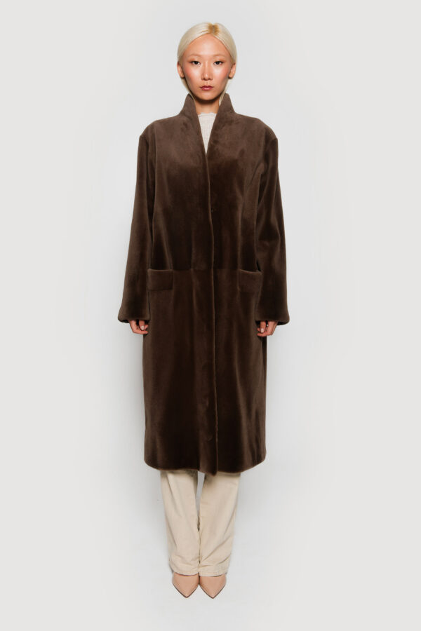 Mink cocoa shaved coat