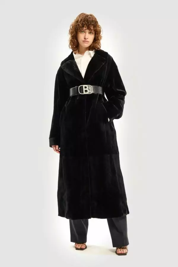 Black shaved mink coat