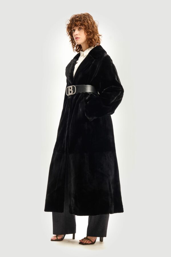 Black shaved mink coat