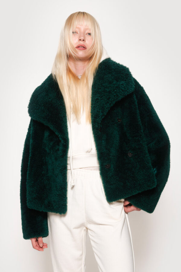 Green mohair goat jacket