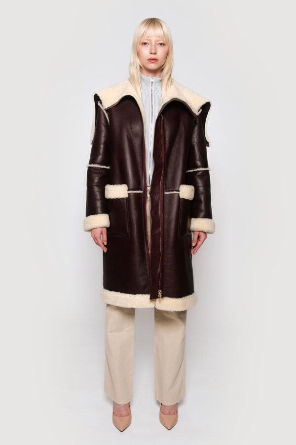 Burgundy merino shearling jacket