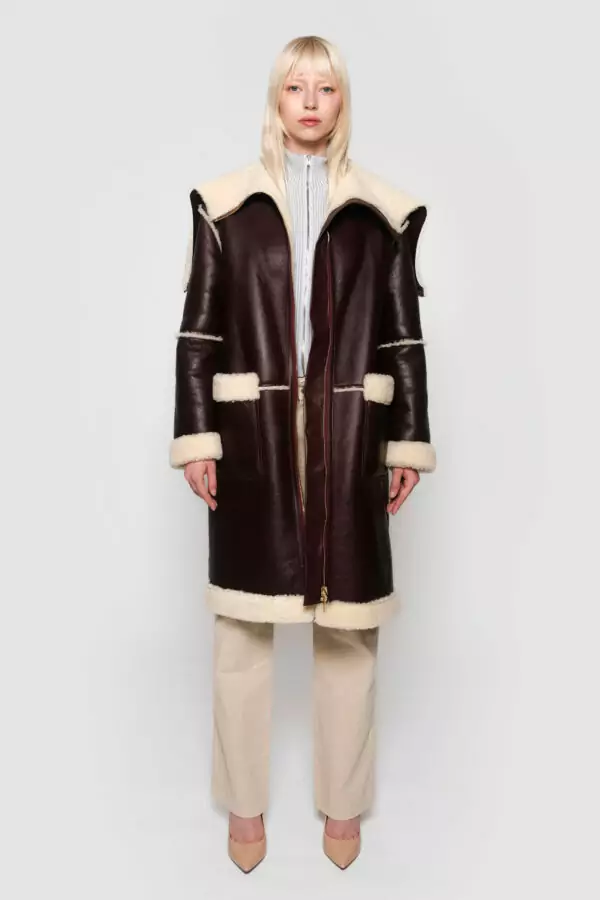 Burgundy merino shearling jacket