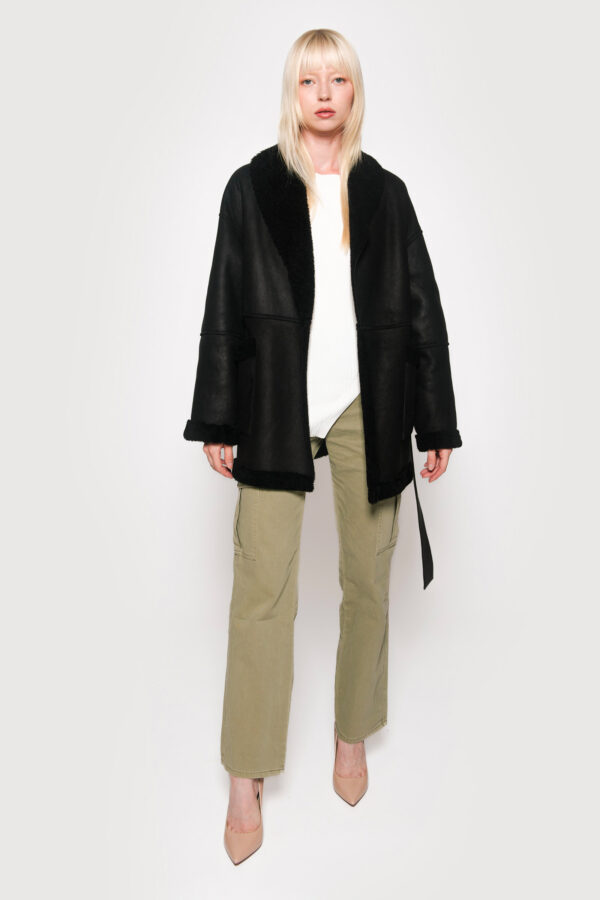 Black merino shearling jacket