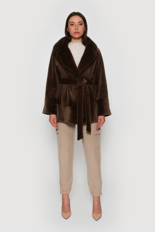 Mink cocoa shaved coat