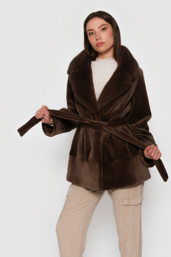 Mink cocoa shaved coat