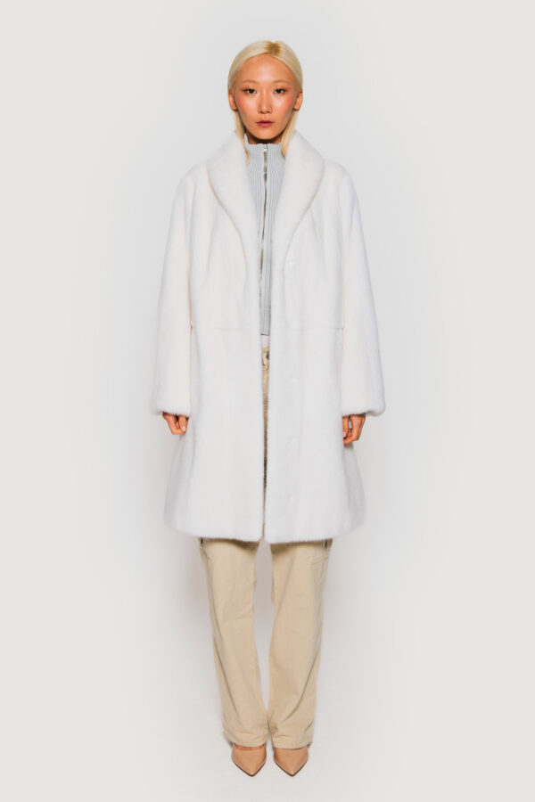 Natural white mink coat