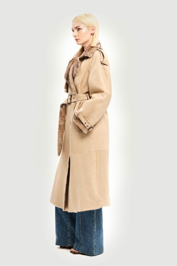 Shearling and sable peach lacoon coat