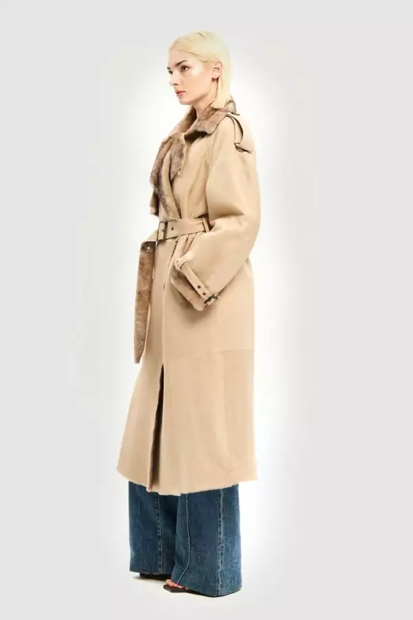 Shearling and sable peach lacoon coat