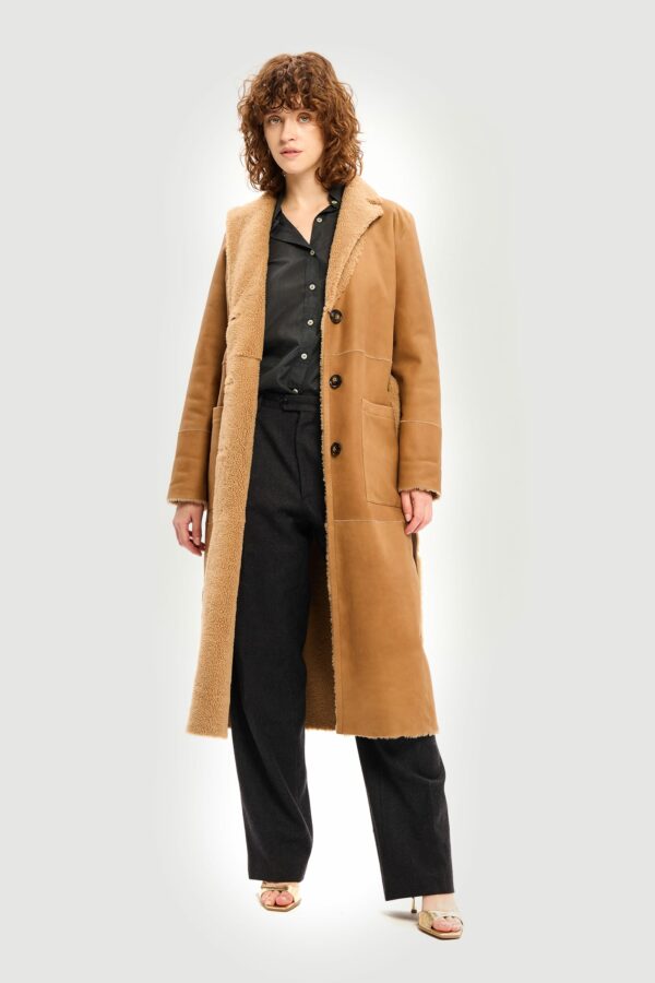 Shearling espresso peach coat